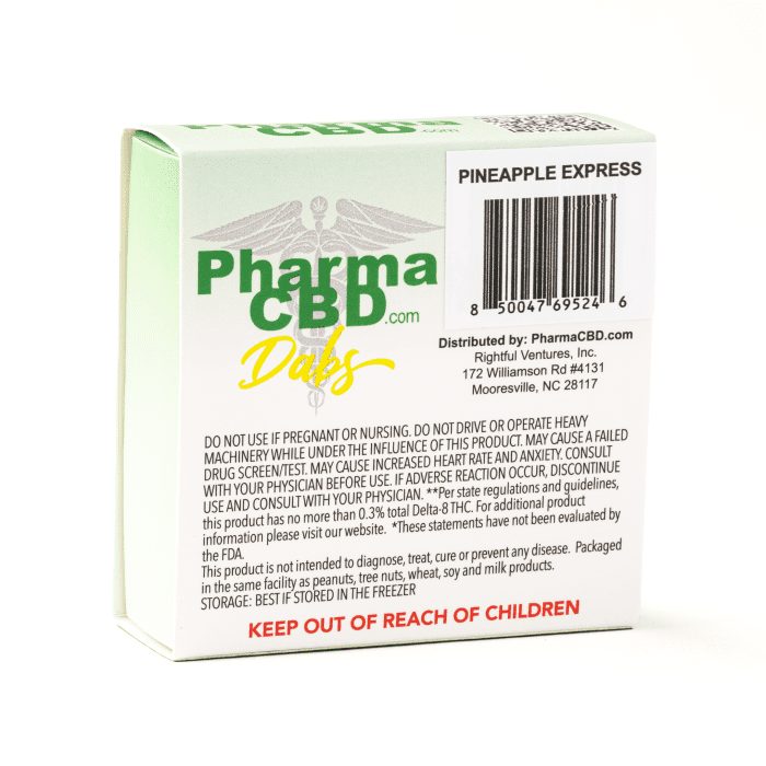 PharmaCBD Delta-8 Pineapple Express Dabs (2 gram Delta-8-THC) - Box Back
