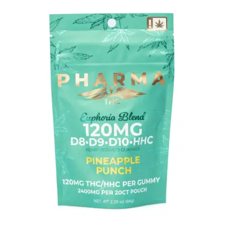 Pharma Euphoria Blend 120mg Gummies - Pineapple Punch - Bag Front