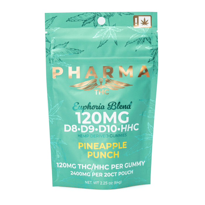 Pharma Euphoria Blend 120mg Gummies - Pineapple Punch - Bag Front