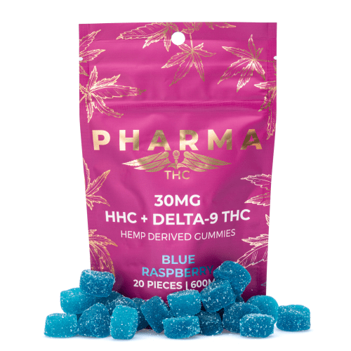 PharmaTHC HHC Delta-9-THC Gummies - Blue Raspberry (400 mg Total HHC + 200 mg Total Delta-9-THC) Combo