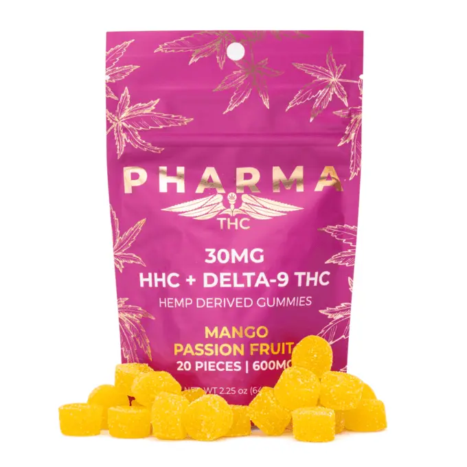 PharmaTHC HHC Delta-9-THC Gummies - Mango Passion Fruit (400 mg Total HHC + 200 mg Total Delta-9-THC) - Combo