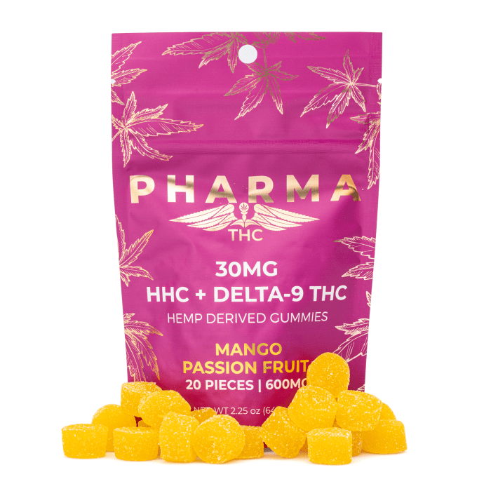 PharmaTHC HHC Delta-9-THC Gummies - Mango Passion Fruit (400 mg Total HHC + 200 mg Total Delta-9-THC) - Combo