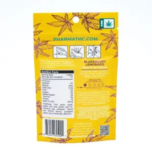 PharmaTHC Delta 10 THC Gummies - Blackberry Lemonade (250 mg Total Delta 10 THC) - bag back