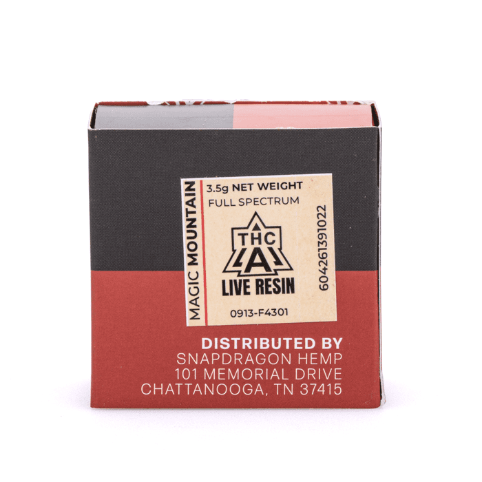 Snapdragon THCa Live Resin Concentrate - Magic Mountain (3.5 grams THCa) - Box Back