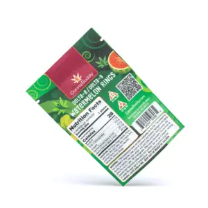 CannaBuddy Delta-8 Delta-9 Watermelon Rings (40 mg Delta-8-THC + 40 mg Delta-9-THC Total) - Bag Back