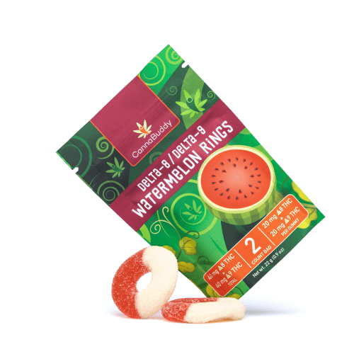 CannaBuddy Delta-8 Delta-9 Watermelon Rings (40 mg Delta-8-THC + 40 mg Delta-9-THC Total) - Combo