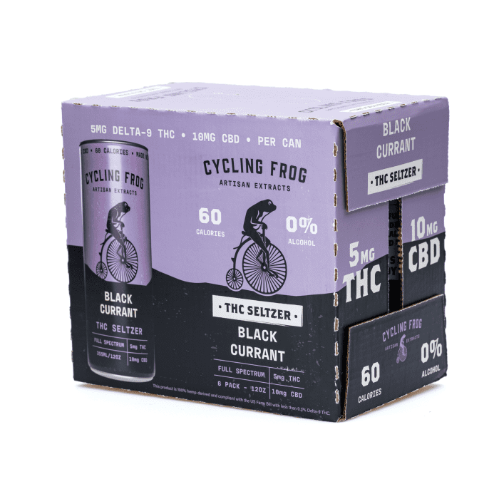 Cycling Frog THC + CBD Seltzer 6 Pack - Black Currant (30 mg Delta-9-THC + 60 mg CBD Total) - Box Front