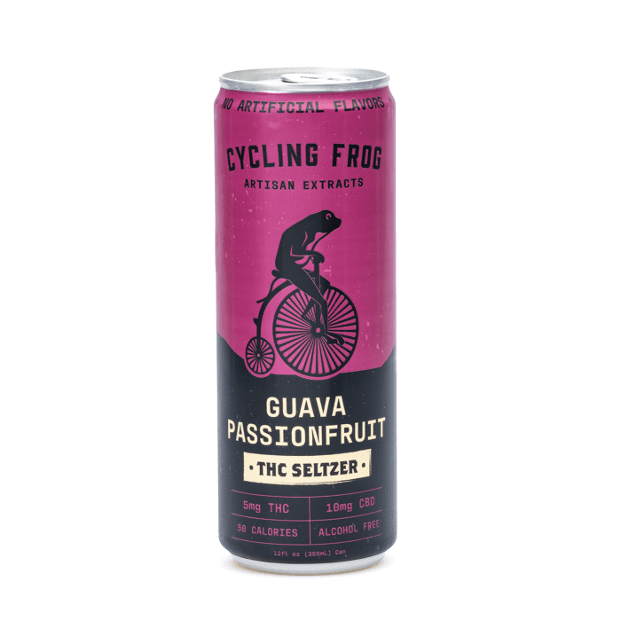 Cycling Frog THC + CBD Seltzer 6 Pack - Guava Passionfruit (30 mg Delta-9-THC + 60 mg CBD Total) - Can Front