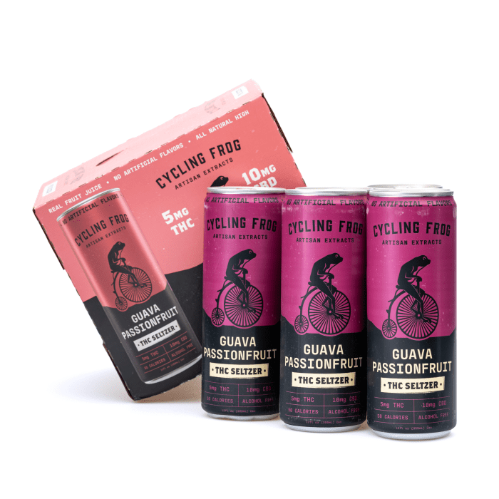 Cycling Frog THC + CBD Seltzer 6 Pack - Guava Passionfruit (30 mg Delta-9-THC + 60 mg CBD Total) - Combo