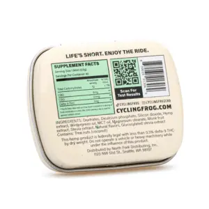 Cycling Frog Wintergreen Mints (40 mg Delta 9 THC + 200 mg CBD Total) - Box Back