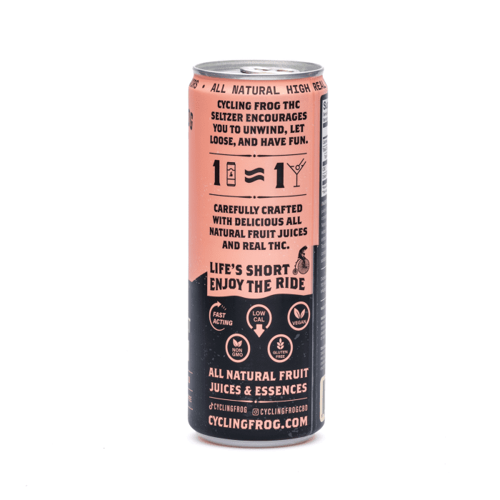 Cycling Frog THC + CBD Seltzer 6 Pack - Ruby Grapefruit (30 mg Delta-9-THC + 60 mg CBD Total) - Can Side