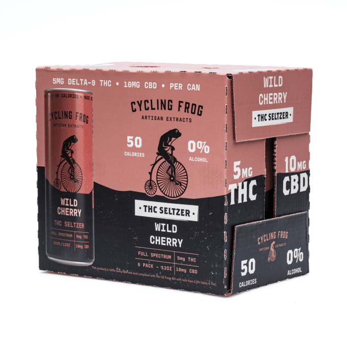 Cycling Frog THC + CBD Seltzer 6 Pack - Wild Cherry (30 mg Delta-9-THC + 60 mg CBD Total) - Box Front