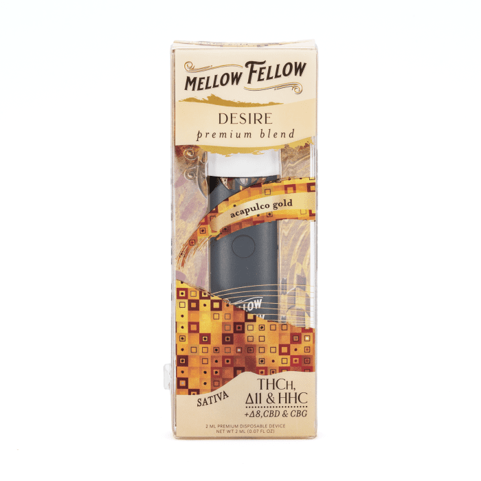 Mellow Fellow 2 gram Desire Blend Disposable Vape - Acapulco Gold - Box Front