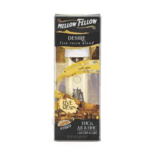 Mellow Fellow 2 gram Desire Blend Live Resin Disposable Vape - Cali Gas - Box Front
