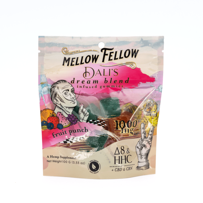 Mellow Fellow Dali's Dream M-Fusion Gummies - Fruit Punch (1000 mg Total Cannabinoids) - Bag Front