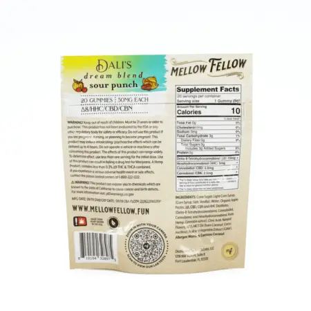 Mellow Fellow Dali's Dream M-Fusion Gummies - Sour Punch (1000 mg Total Cannabinoids) - Bag Back