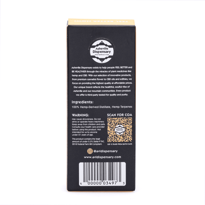 Asheville Dispensary 3 gram THCa Disposable Vape - Skunk - Box Back