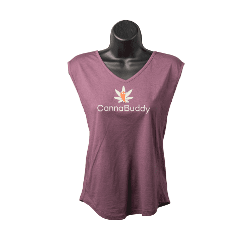 CannaBuddy T-Shirt - Women's - Sleeveless V-Neck - Purple - Front