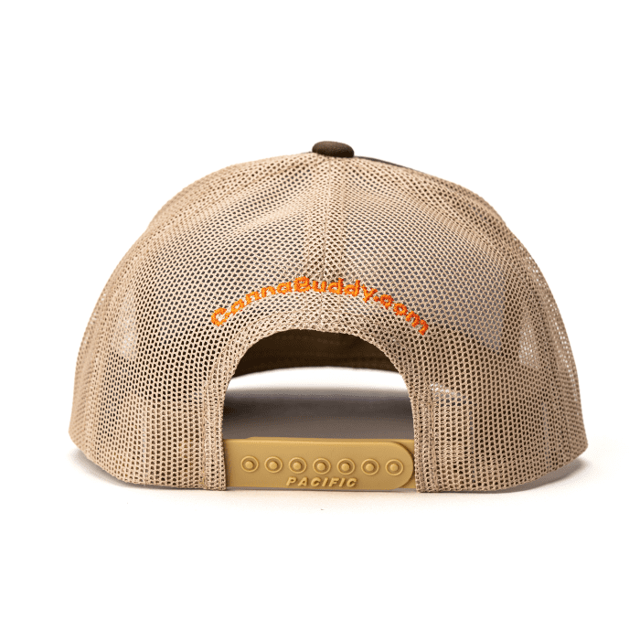 CannaBuddy Trucker Hat - Brown and Tan - Back