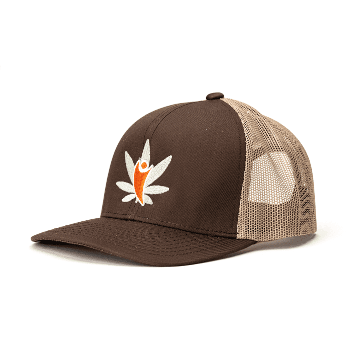 CannaBuddy Trucker Hat - Brown and Tan - Side
