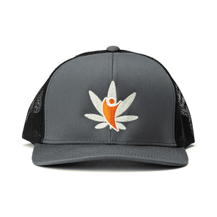 CannaBuddy Trucker Hat - Gray and Black - Front