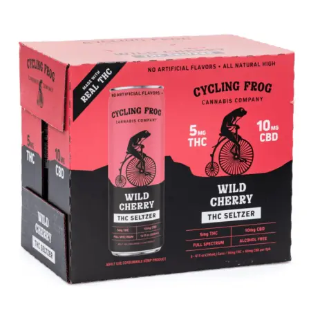 Cycling Frog THC + CBD Seltzer 6 Pack – Wild Cherry (30 mg Delta 9 THC + 60 mg CBD Total) - box front