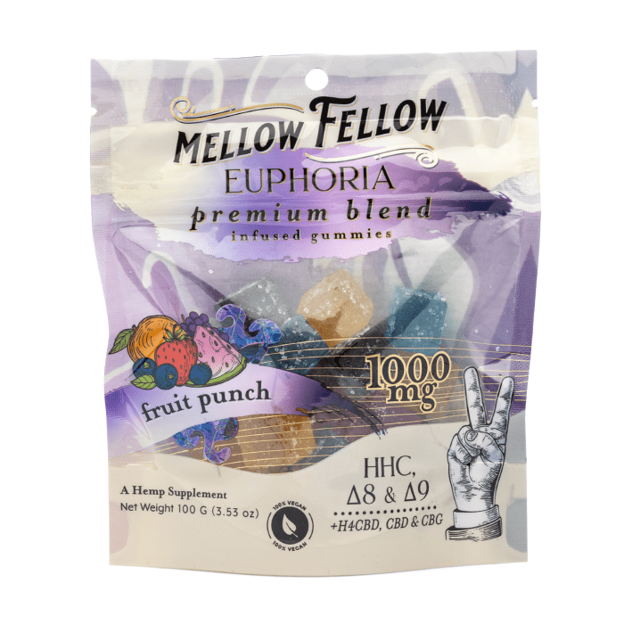 Mellow Fellow Dali's Dream M-Fusion Gummies - Fruit Punch (1000 mg Total Ca - Fruit Punch - Bag Front