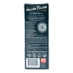Mellow Fellow Euphoria Blend Live Resin Disposable Vape - Green Crack - box back