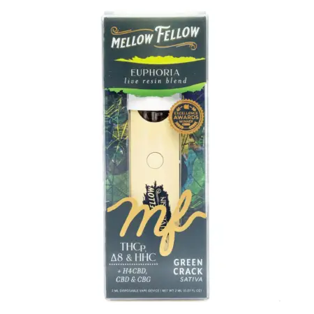 Mellow Fellow Euphoria Blend Live Resin Disposable Vape - Green Crack - box front