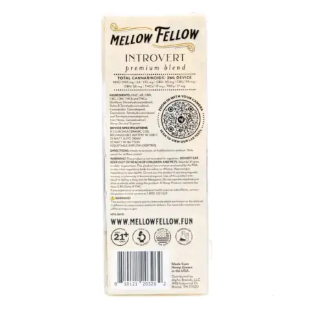 Mellow Fellow Introvert Blend Disposable Vape - AK47 - box back