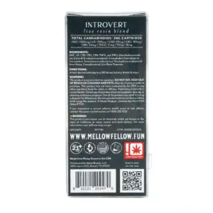 Mellow Fellow Introvert Blend Live Resin Vape Cartridge - AK47 - Box Back