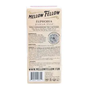 Mellow Fellow Euphoria Blend Vape Cartridge - Pandora's Box - Box Back