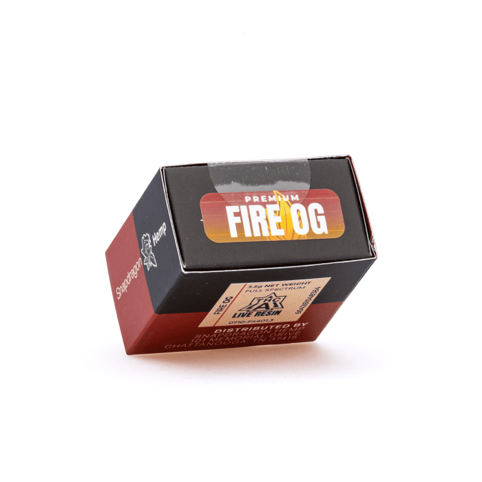 Snapdragon THCa Live Resin Sugar - Premium Fire OG (3.5 grams THCa) - Box Side
