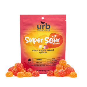 Urb Delta-8 Delta-9 Delta-10-THC Super Sour Gummies - Peach and Blood Orange - Combo