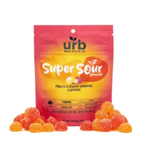Urb Delta-8 Delta-9 Delta-10-THC Super Sour Gummies - Peach and Blood Orange - Combo
