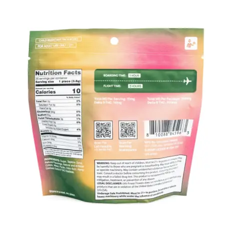 Urb Delta 9 THC Gummies – Peach Mango Watermelon (350 mg Total Delta 9 THC) - Bag Back