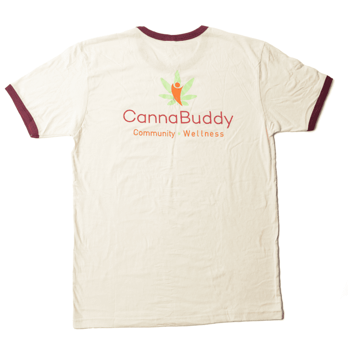 CannaBuddy T-Shirt - Unisex - Ringer - Tan - Back