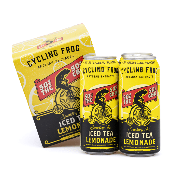 Cycling Frog High Potency THC + CBD Seltzer 4 Pack - Iced Tea Lemonade (200 mg Delta 9 THC + 2 - Combo