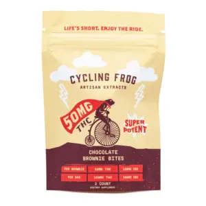 Cycling Frog THC + CBD Chocolate Brownie Bites - 2 ct (100 mg Delta 9 THC + 200 mg CBD Tot - Bag Front