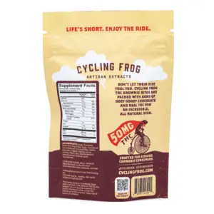 Cycling Frog THC + CBD Chocolate Brownie Bites - 2 ct (100 mg Delta 9 THC + 200 mg CBD Tota - Bag Back