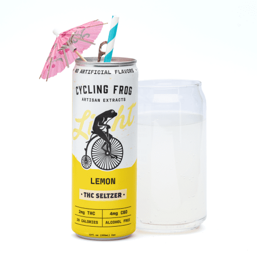 Cycling Frog THC + CBD Light Seltzer 6 Pack - Lemon (12 mg Delta 9 THC + 24 mg CBD Total) - Can Combo