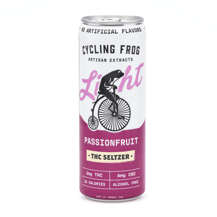 Cycling Frog THC + CBD Light Seltzer 6 Pack - Passionfruit (12 mg Delta 9 THC + 24 mg CBD - Can Front