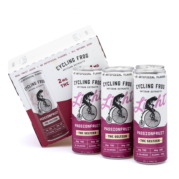 Cycling Frog THC + CBD Light Seltzer 6 Pack - Passionfruit (12 mg Delta 9 THC + 24 mg CBD Tota - Combo