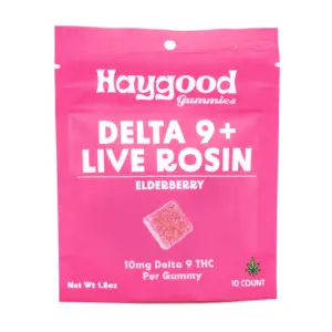 Haygood Delta 9 Live Rosin Gummies - Elderberry - Bag Front