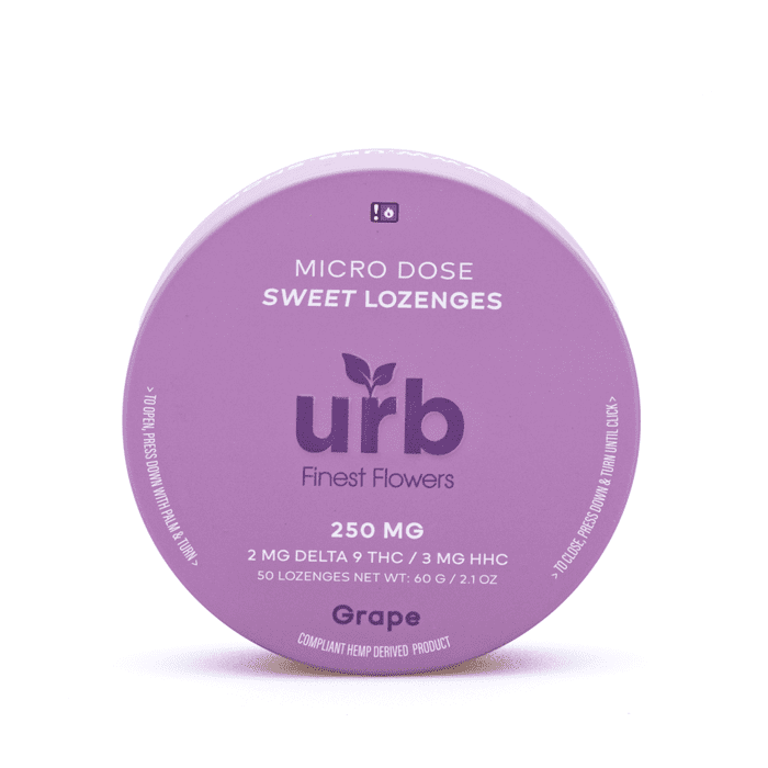 Urb Delta-9-THC HHC Lozenges - Grape (100 mg Delta-9-THC + 150 mg HHC Total) - Tin Front