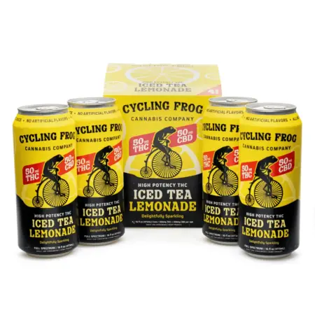 Cycling Frog High Potency THC + CBD Seltzer 4 Pack – Iced Tea Lemonade (200 mg Delta 9 THC + 200 mg CBD Total) - can group