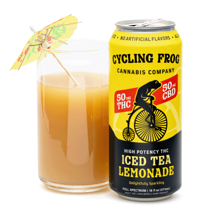 Cycling Frog High Potency THC + CBD Seltzer 4 Pack – Iced Tea Lemonade (200 mg Delta 9 THC + 200 mg CBD Total) - combo