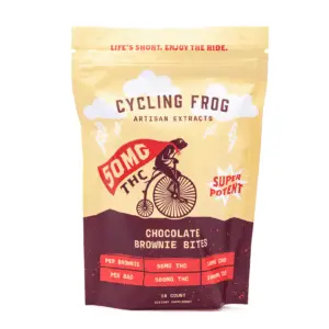Cycling Frog THC + CBD Chocolate Brownie Bites - 10 ct (500 mg Delta 9 THC + 1000 mg CBD T - Bag Front