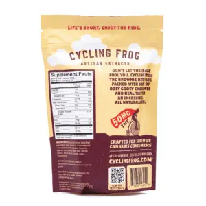 Cycling Frog THC + CBD Chocolate Brownie Bites - 10 ct (500 mg Delta 9 THC + 1000 mg CBD To - Bag Back
