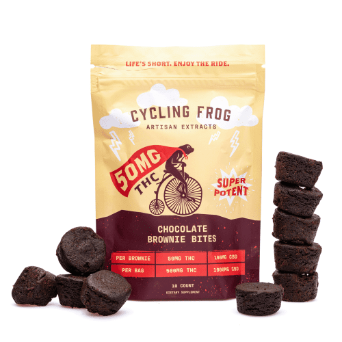 Cycling Frog THC + CBD Chocolate Brownie Bites - 10 ct (500 mg Delta 9 THC + 1000 mg CBD Total - Combo